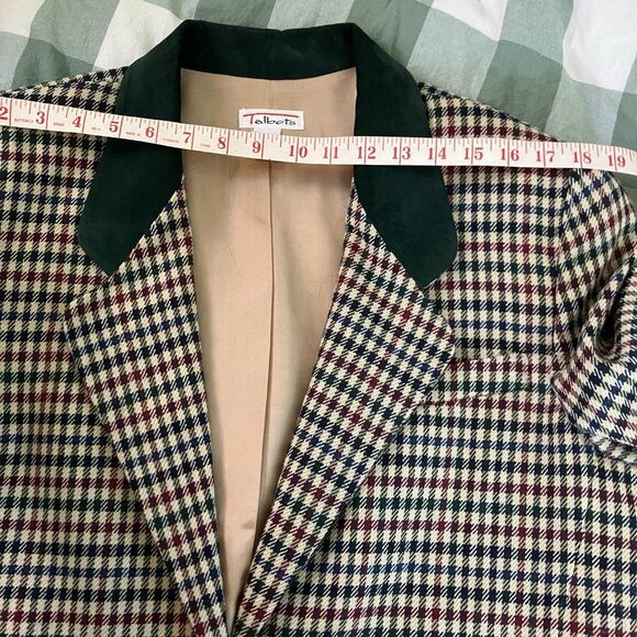 Vintage Talbots Wool Blazer Womens Houndstooth Suede Collar 80s 90s Classic - Picture 7 of 11